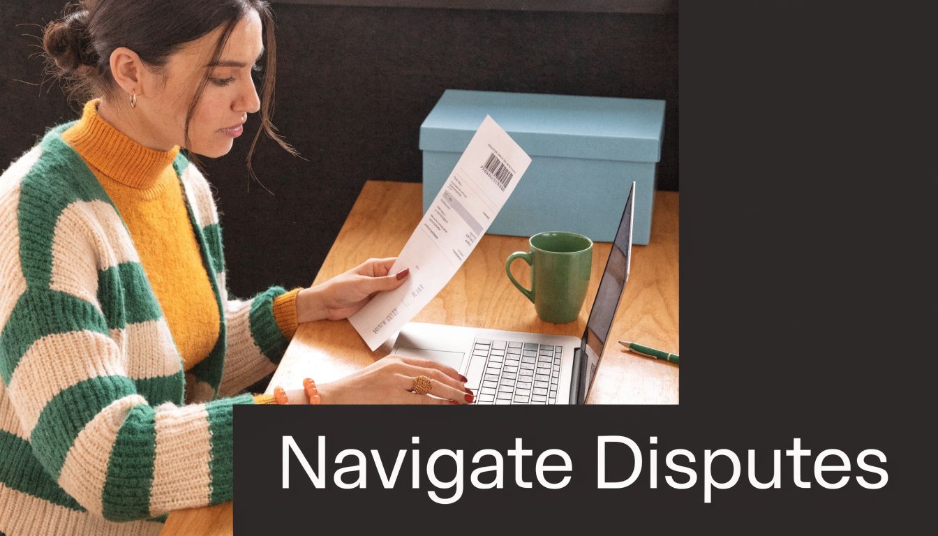 A young woman working on her laptop while reviewing a legal document about navigating civil disputes.
