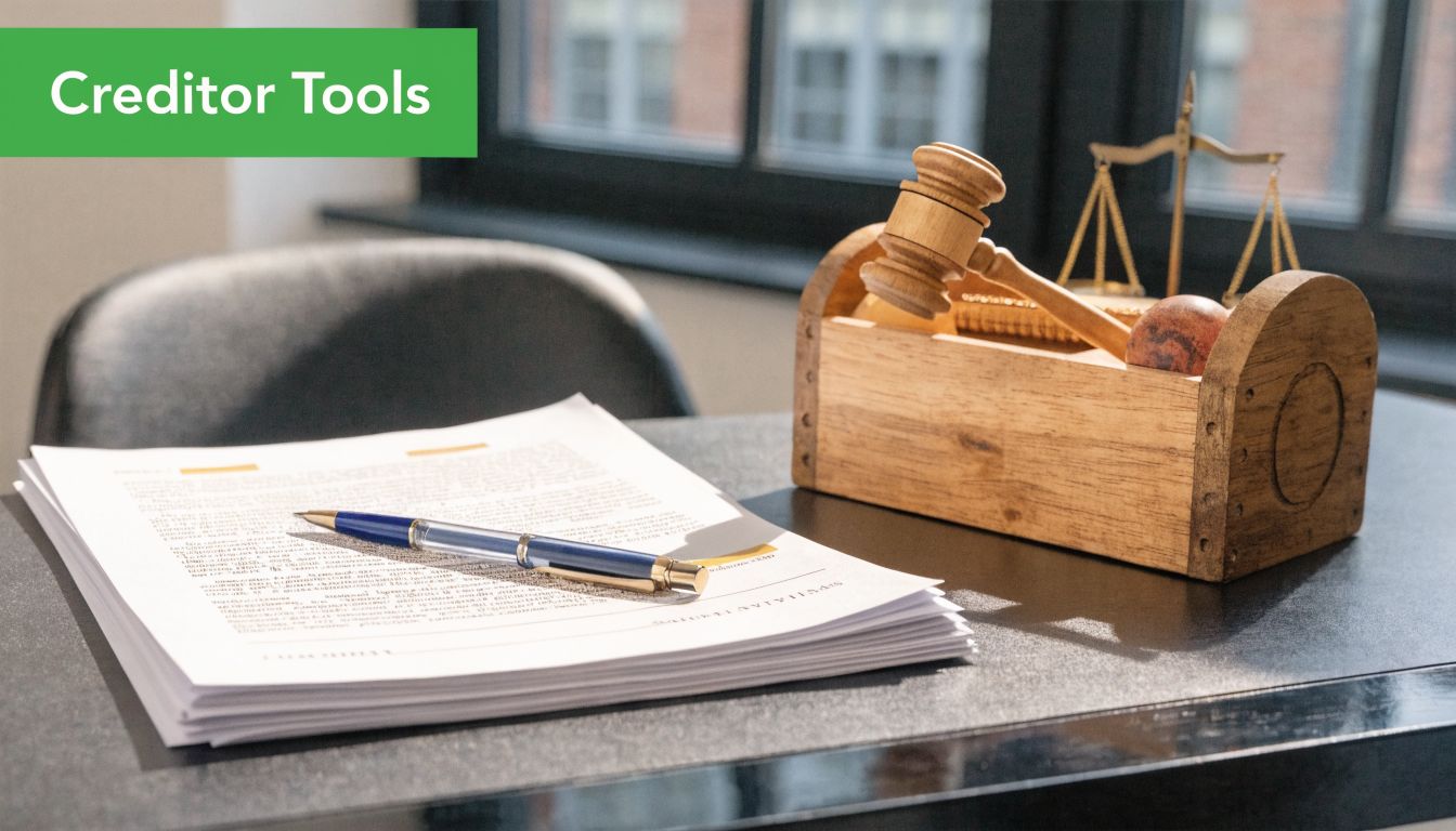 A wooden gavel and scale of justice sitting on a desk with a stack of legal documents