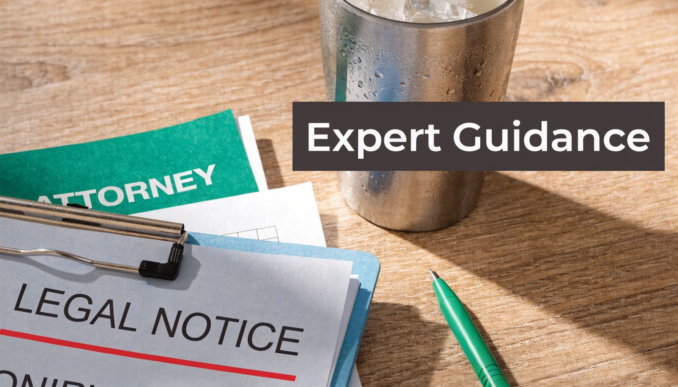 Legal documents, a clipboard, and a green pen on a desk for expert legal guidance services.