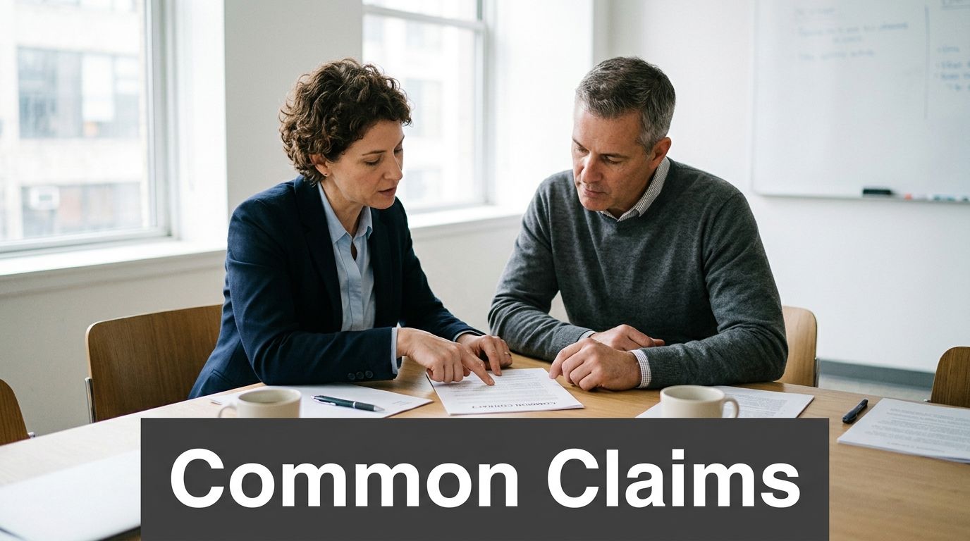 A professional woman and man reviewing a business contract together while sitting at a conference table.