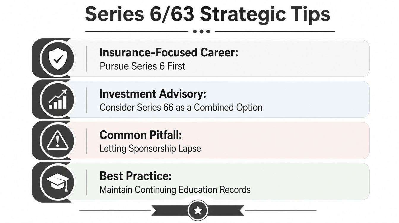 A list of strategic tips for professionals considering the Series 6 and 63 financial licensing exams.